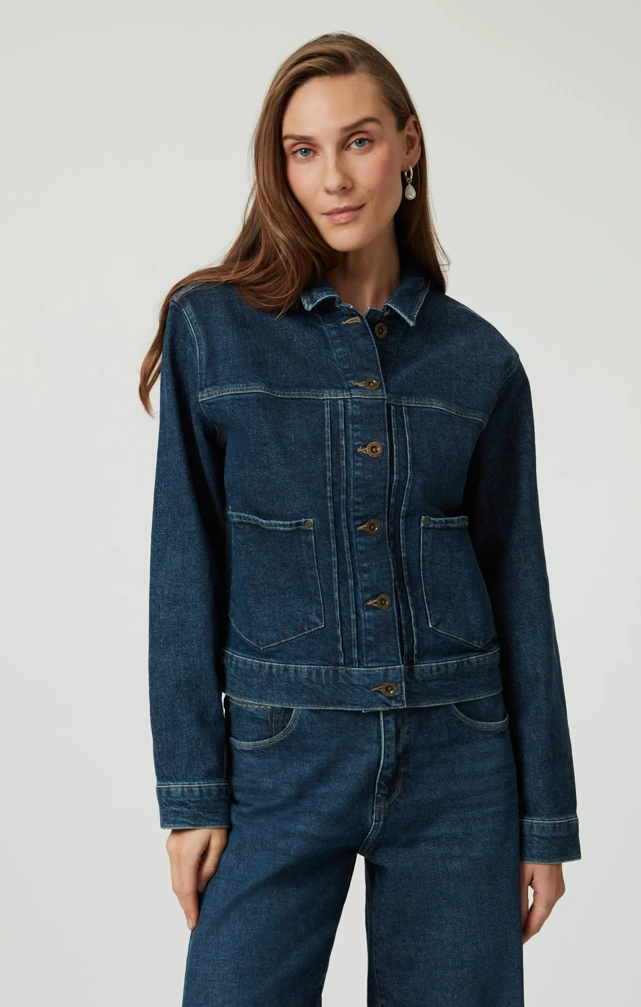 LAUREL DENIM JACKET IN DARK BLUE DENIM