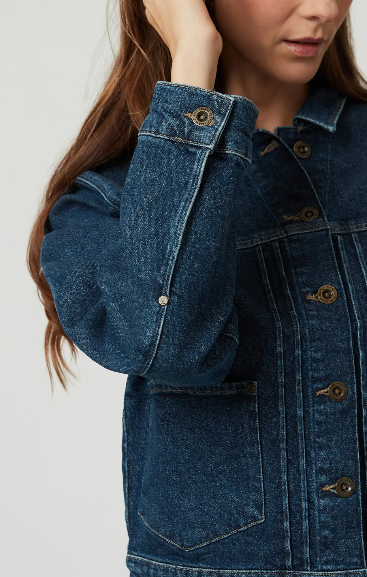 LAUREL DENIM JACKET IN DARK BLUE DENIM