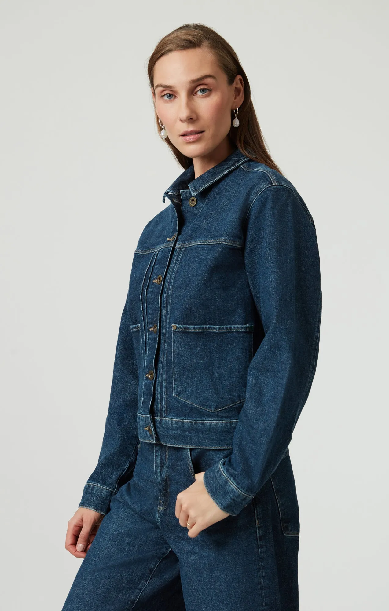 LAUREL DENIM JACKET IN DARK BLUE DENIM