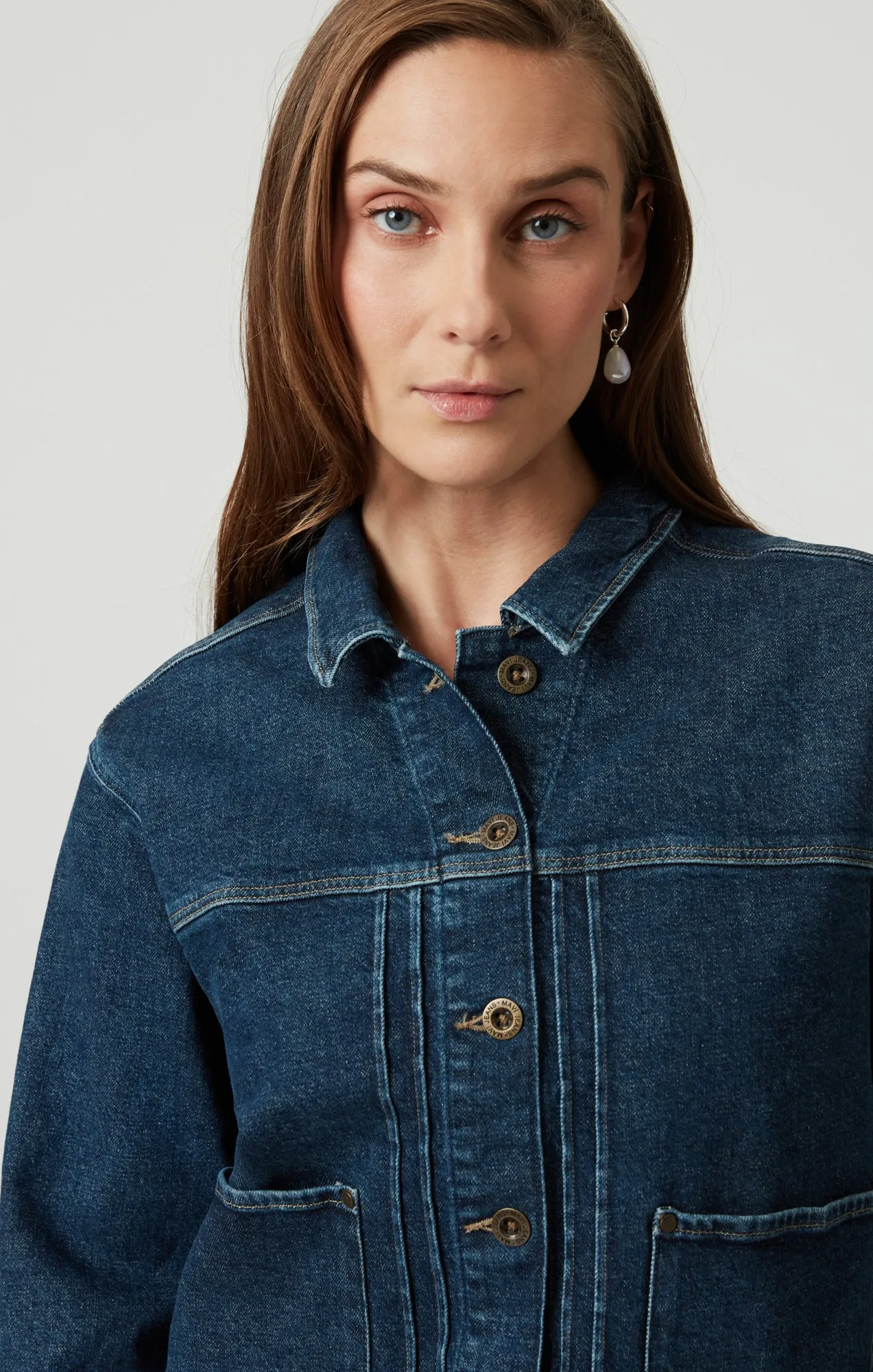 LAUREL DENIM JACKET IN DARK BLUE DENIM