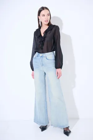 Light-wash high-waisted flared jeans wholesale