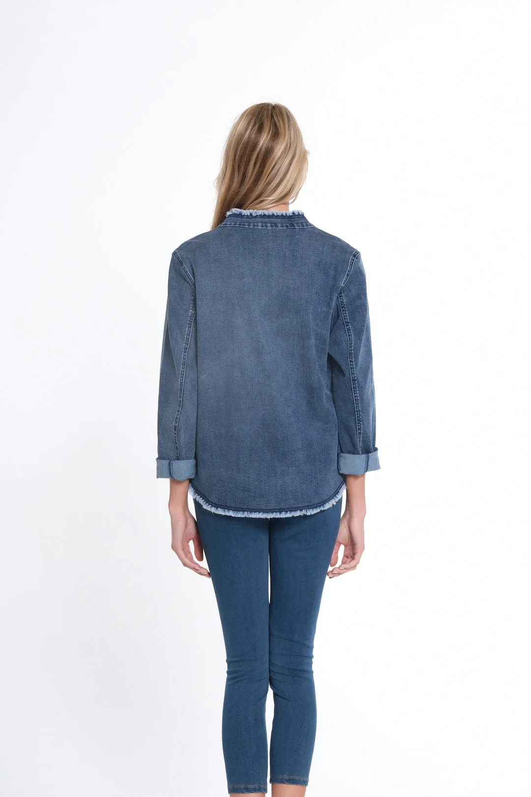 Lightweight Denim Jacket w/ Stand Up Collar by Multiples