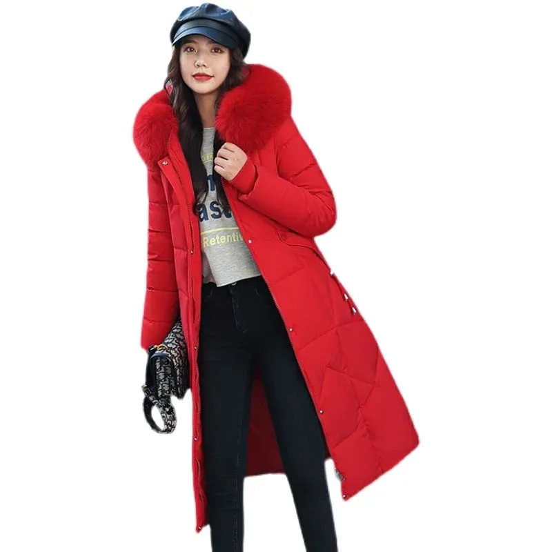 Long Winter Puffer Thicken Warm Hooded Cotton-Padded Jacket Coat