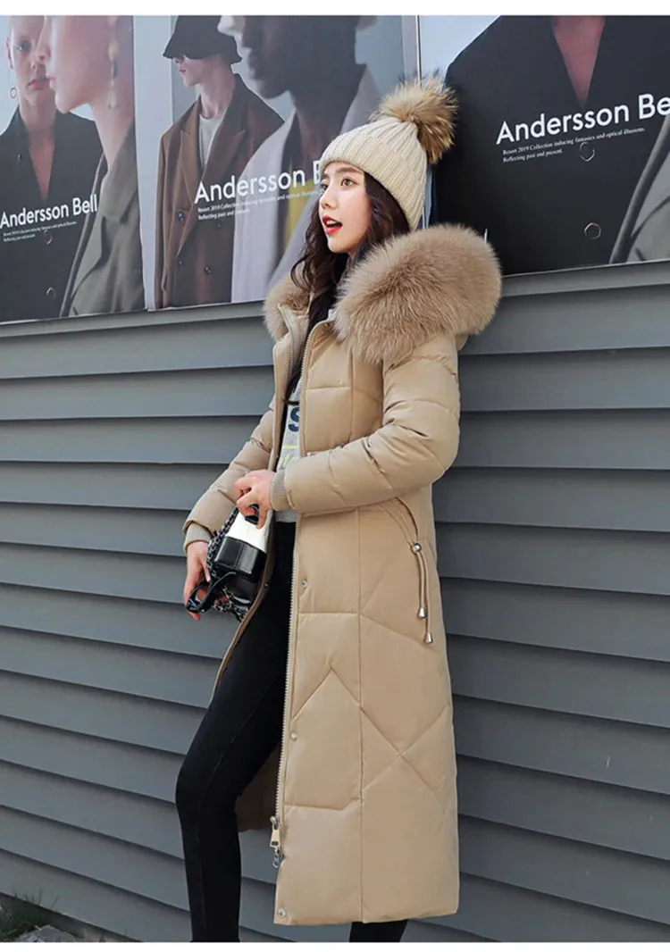 Long Winter Puffer Thicken Warm Hooded Cotton-Padded Jacket Coat