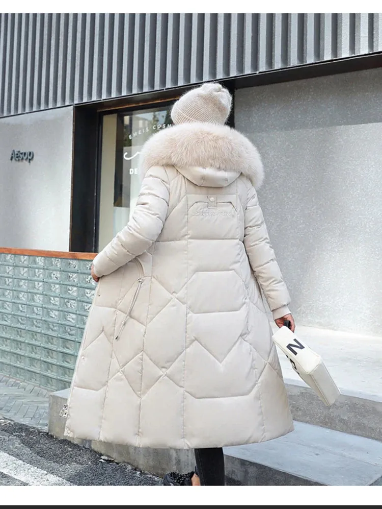 Long Winter Puffer Thicken Warm Hooded Cotton-Padded Jacket Coat