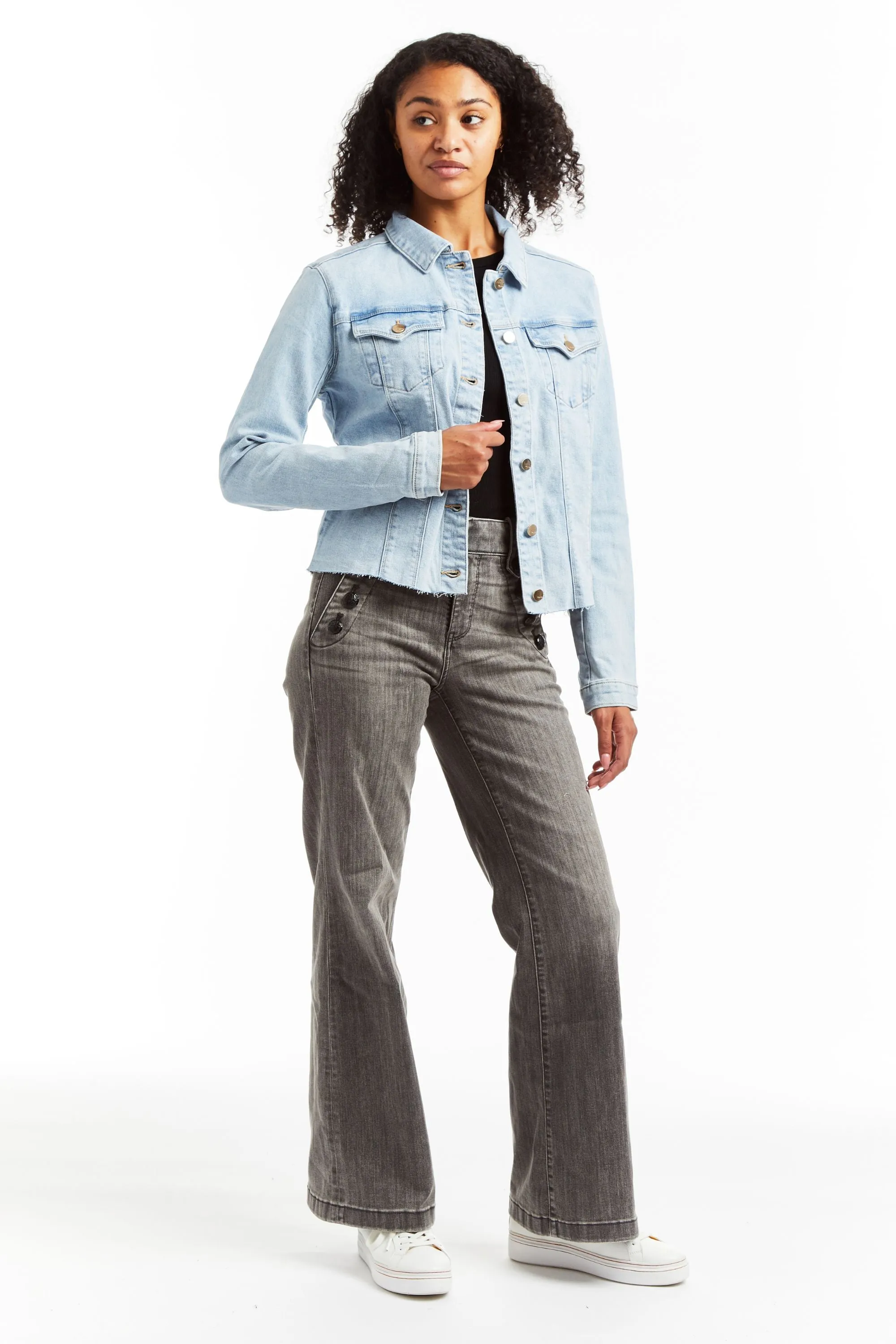 Loretta - Basic Denim Jacket With Frays