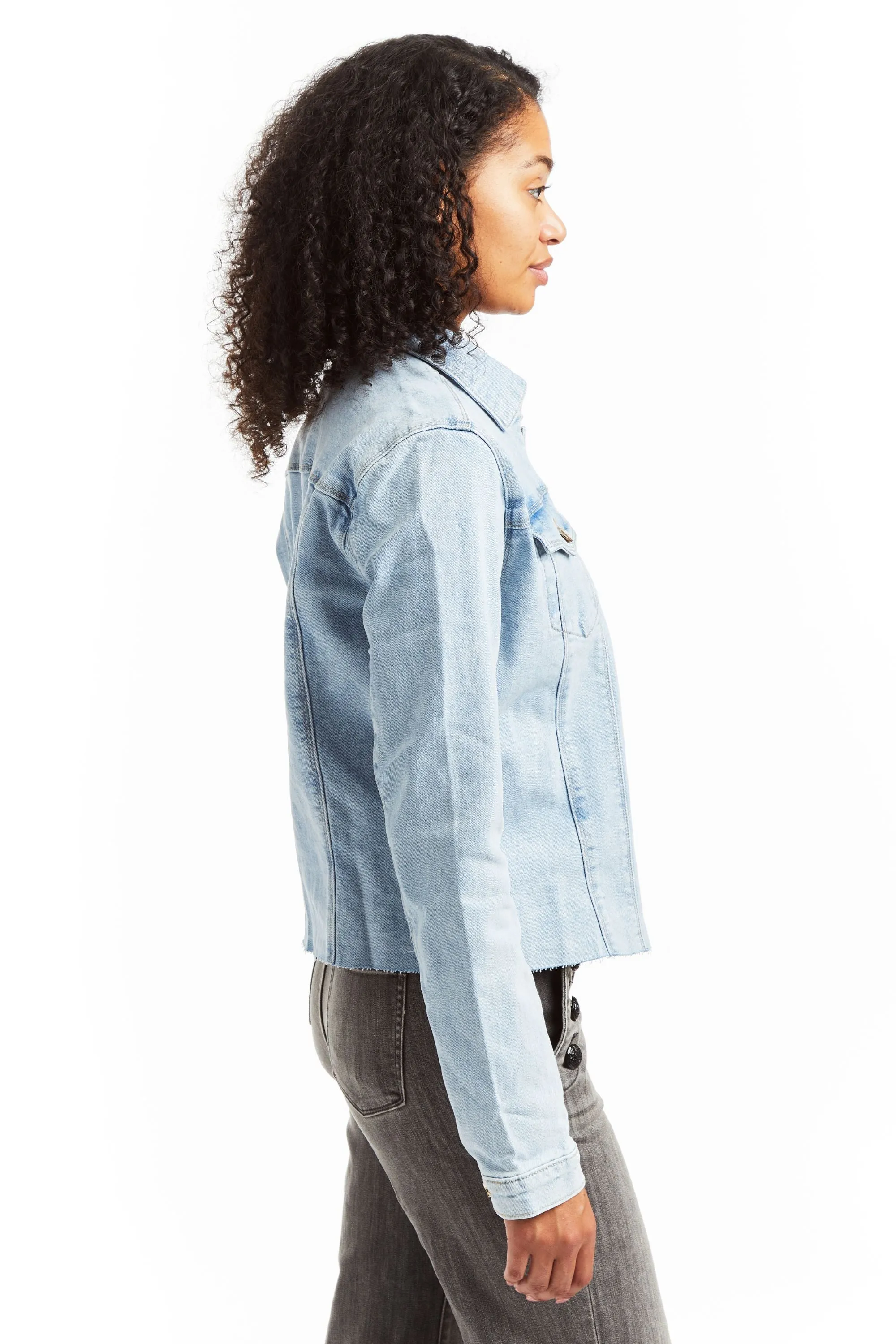 Loretta - Basic Denim Jacket With Frays