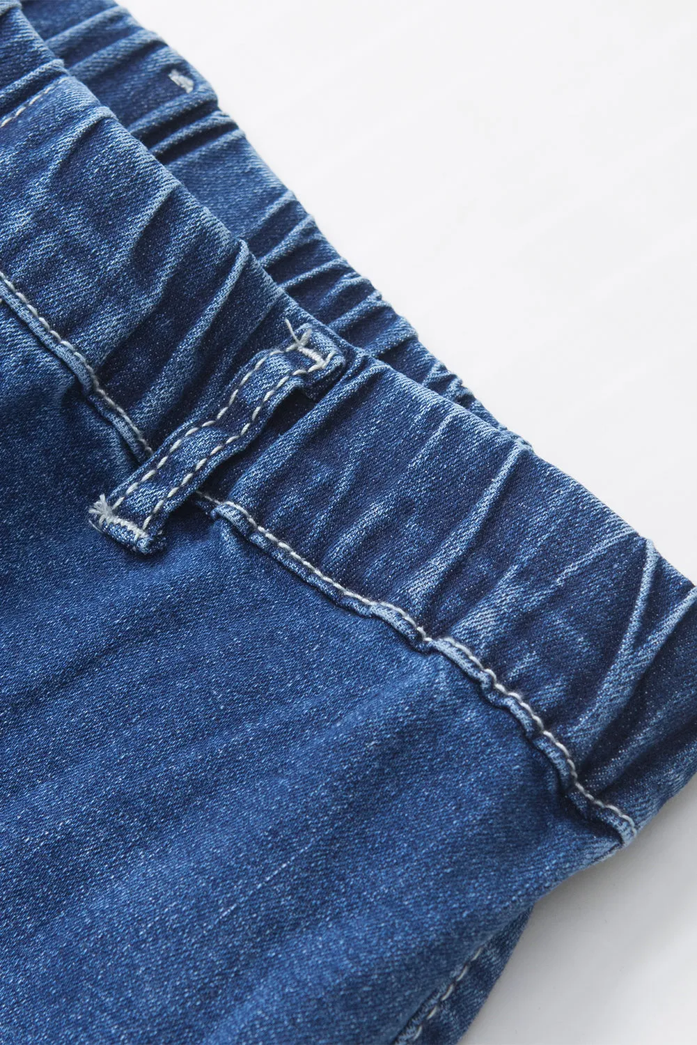 Low-rise Elastic Waist Flared Denim Blue Jeans