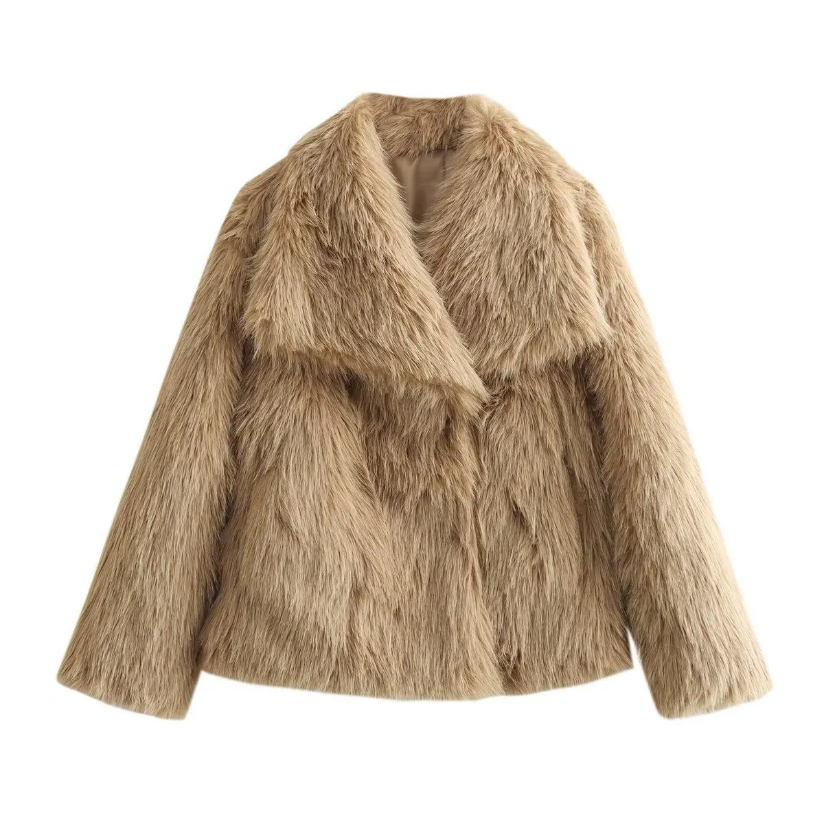 Luxury Faux Fur Collar Fur Coats