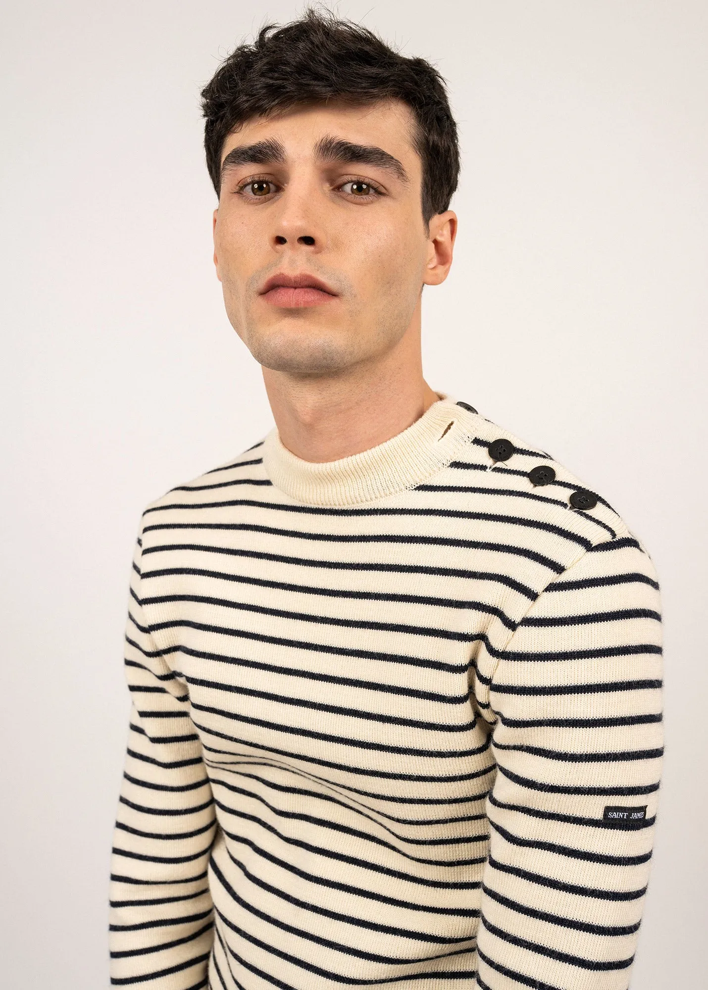 Matelot authentic striped sailor jumper - slim fit, in pure new wool (ECRU/MARINE)