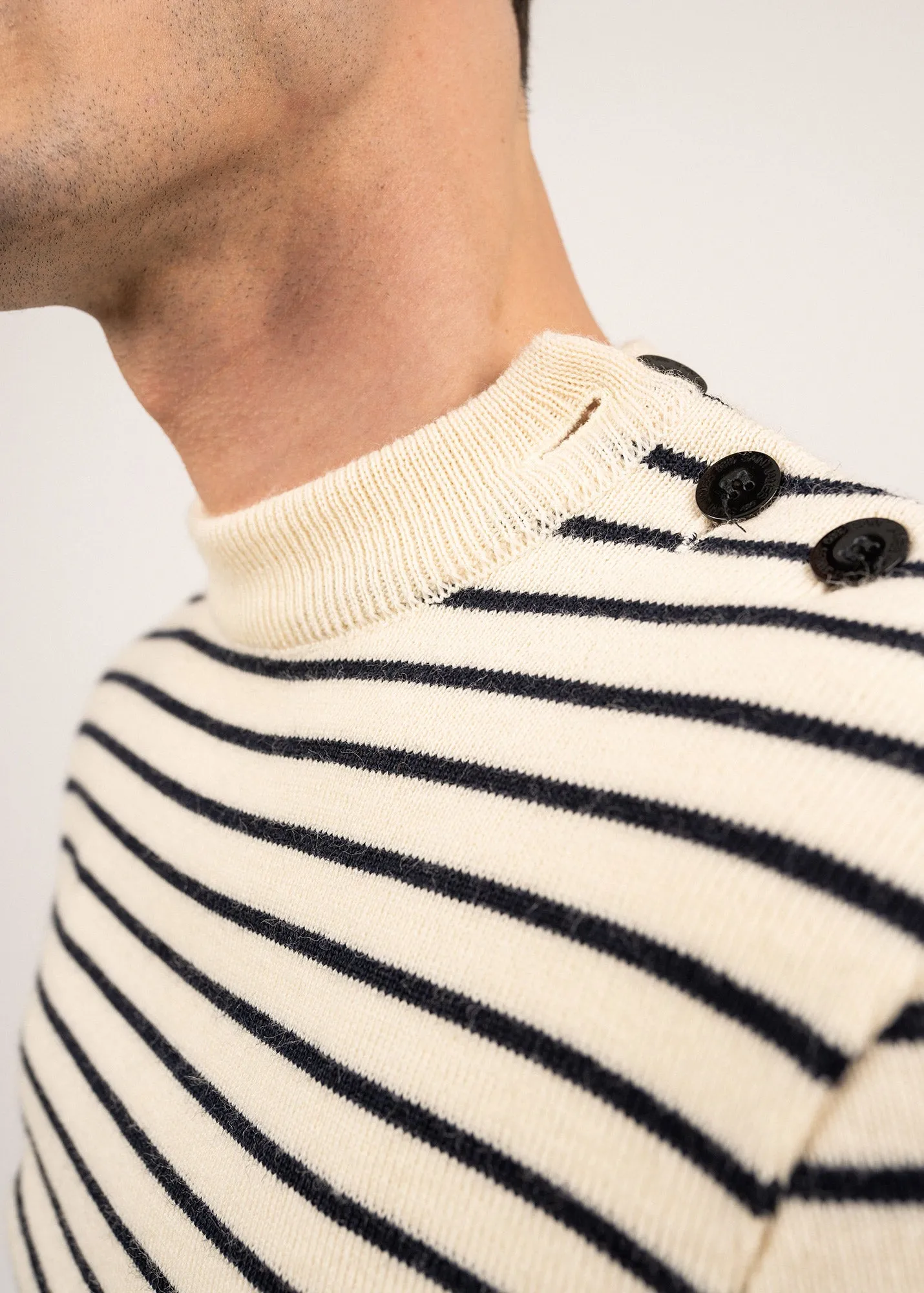 Matelot authentic striped sailor jumper - slim fit, in pure new wool (ECRU/MARINE)