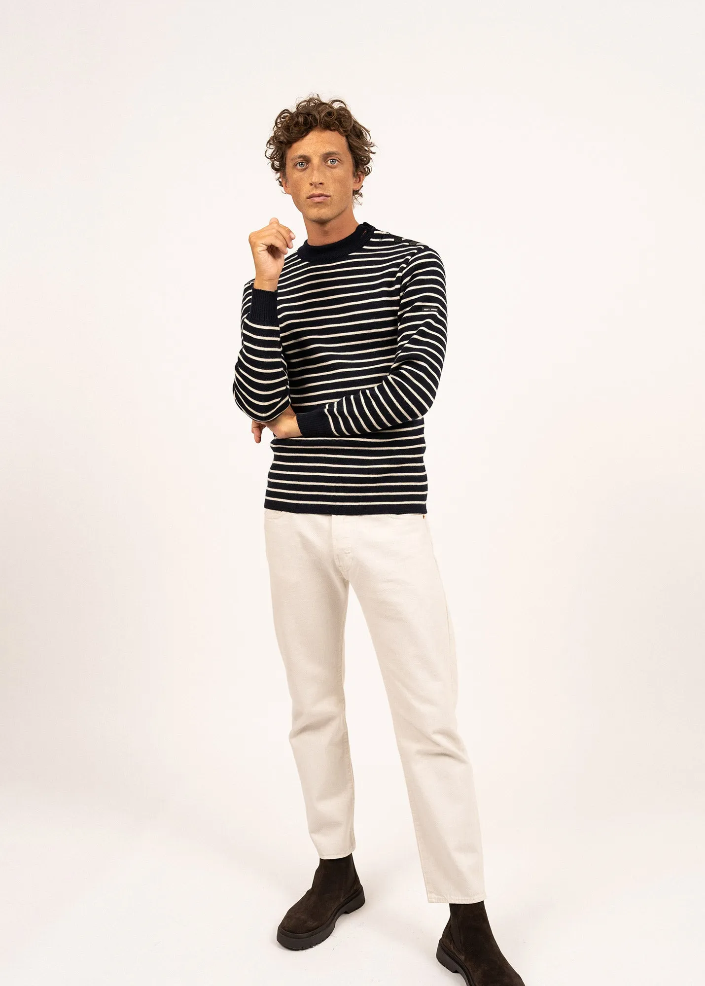 Matelot authentic striped sailor jumper - slim fit, in pure new wool (MARINE/ECRU)