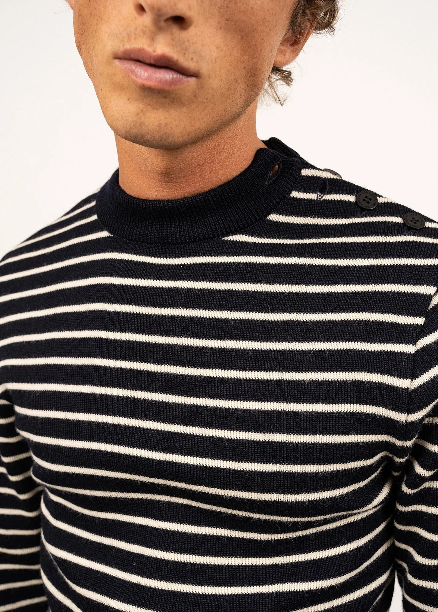 Matelot authentic striped sailor jumper - slim fit, in pure new wool (MARINE/ECRU)