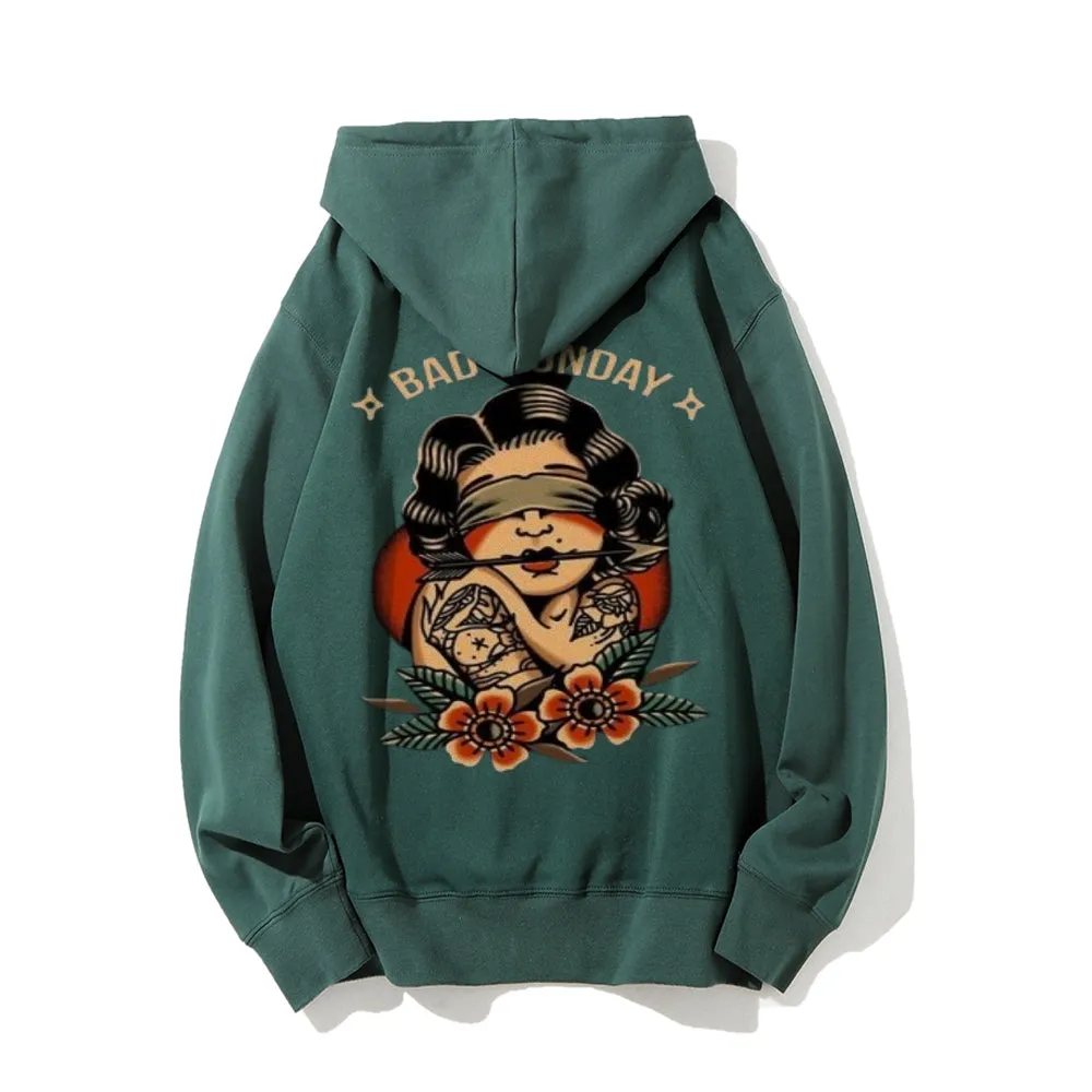 Mens BAD MONEY Beauty Girls with Flower Graphic Hoodies