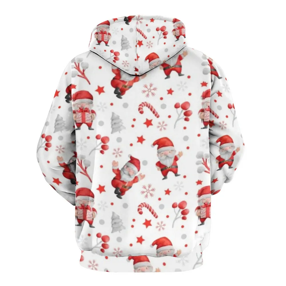 Mens Christmas Santa Claus Graphic Pullover With Kangaroo Pocket Hoodies