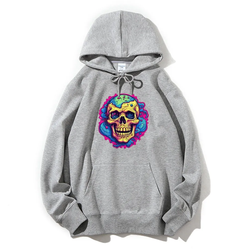 Mens Colorful Cartoon Skull Graphic Hoodies