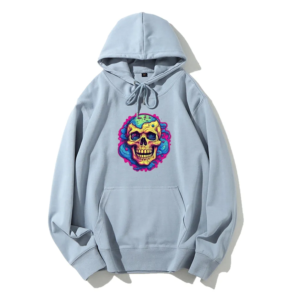 Mens Colorful Cartoon Skull Graphic Hoodies