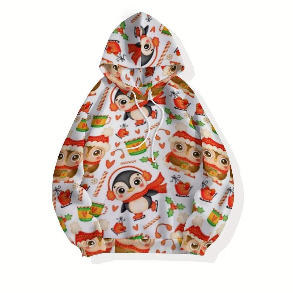 Mens Happy Christmas Graphic Pullover With Kangaroo Pocket Hoodies