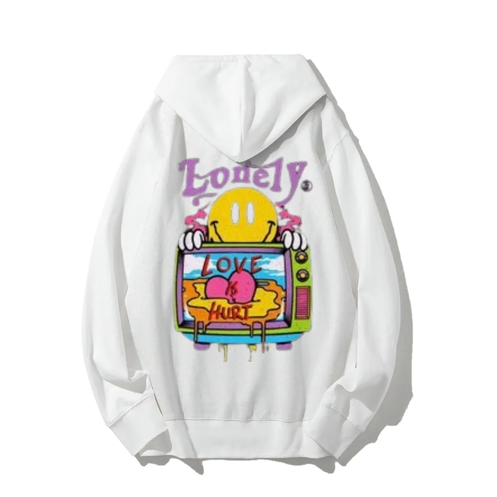 Mens LONELY LOVE HURT Graphic Hoodies