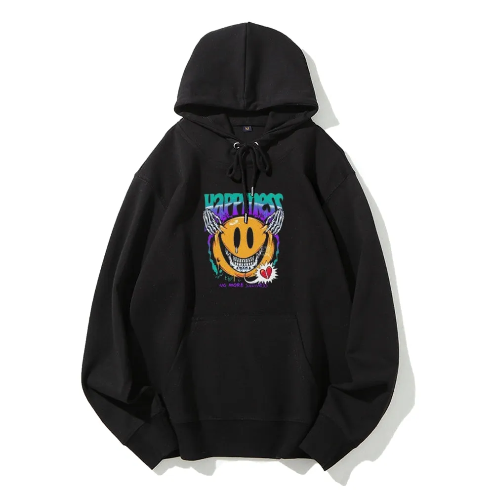 Mens Sad Smiling Face Graphic Hoodies