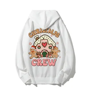 Merry Christmas Crew Graphic Pullover With Kangaroo Pocket Hoodies