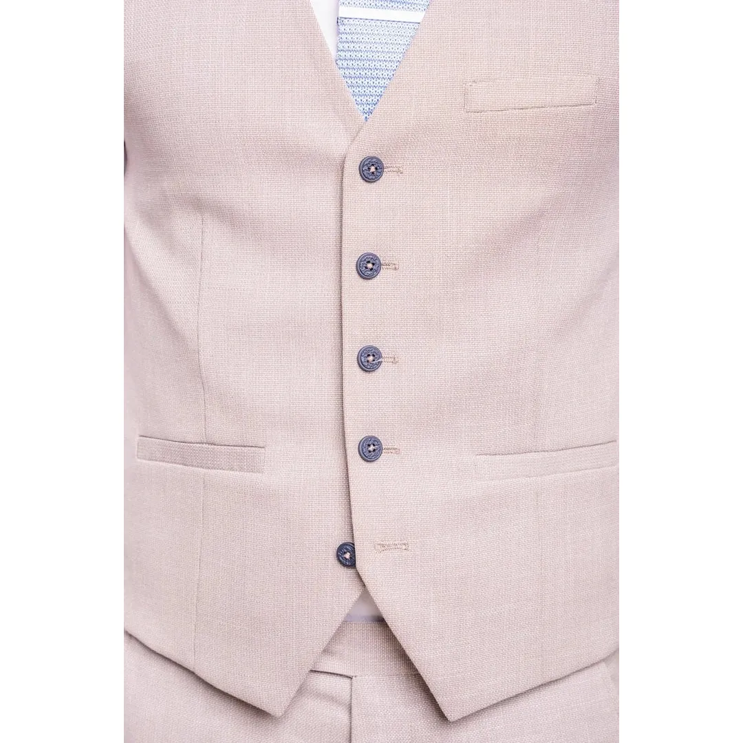 Miami - Men's Beige Wedding Waistcoat