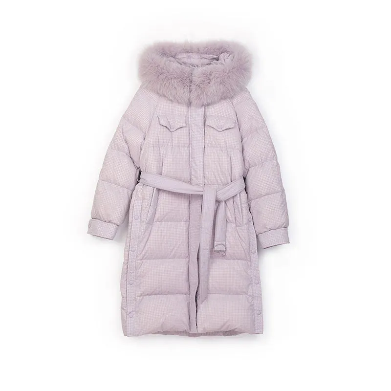 Mist Pink Long Winter Down Jacket