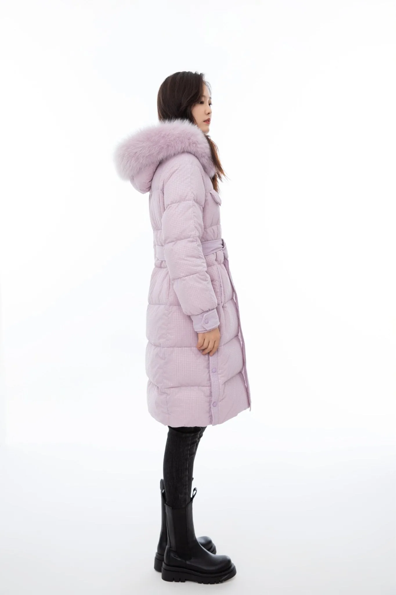 Mist Pink Long Winter Down Jacket