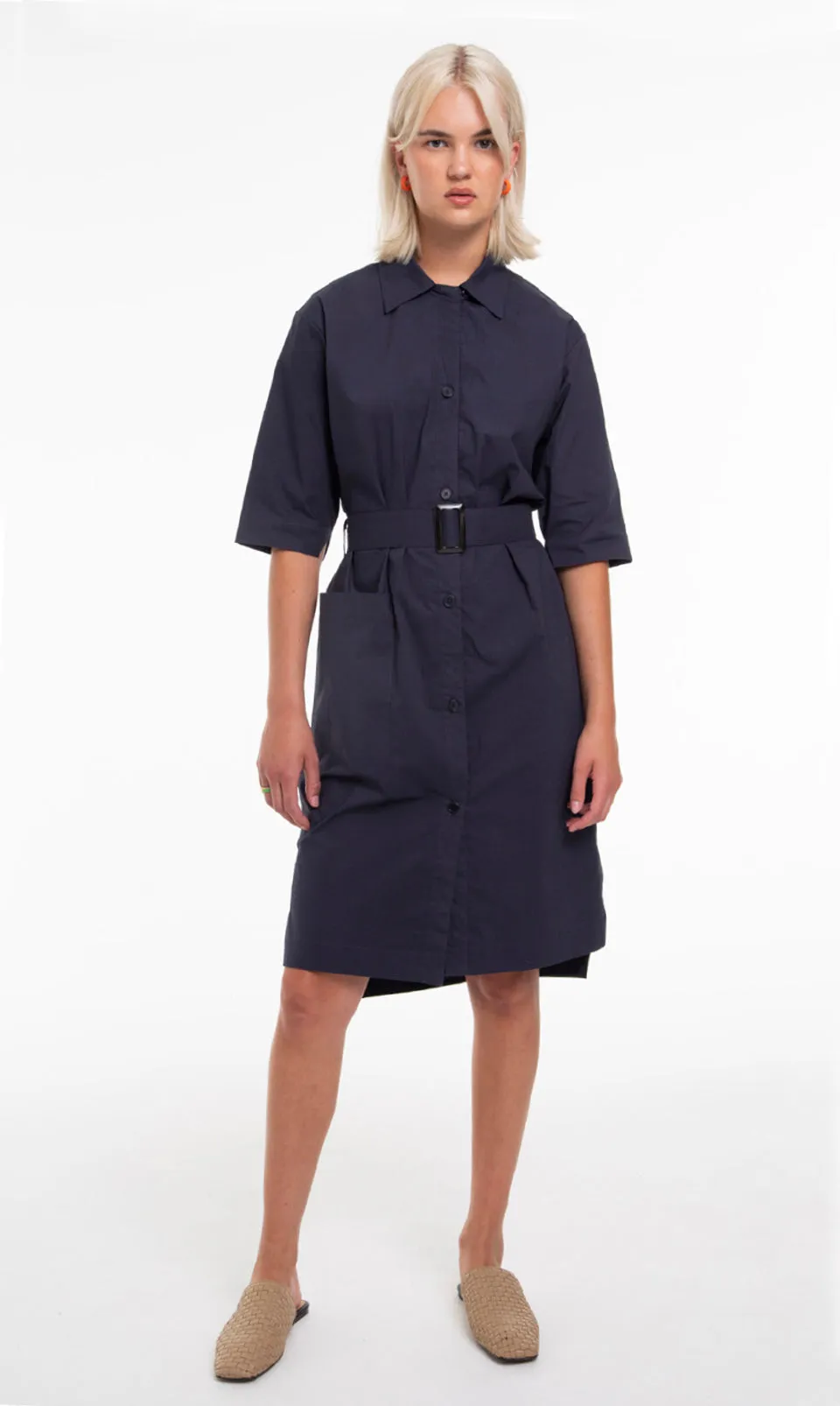 Modern Shirt Dress with 3/4 Sleeve