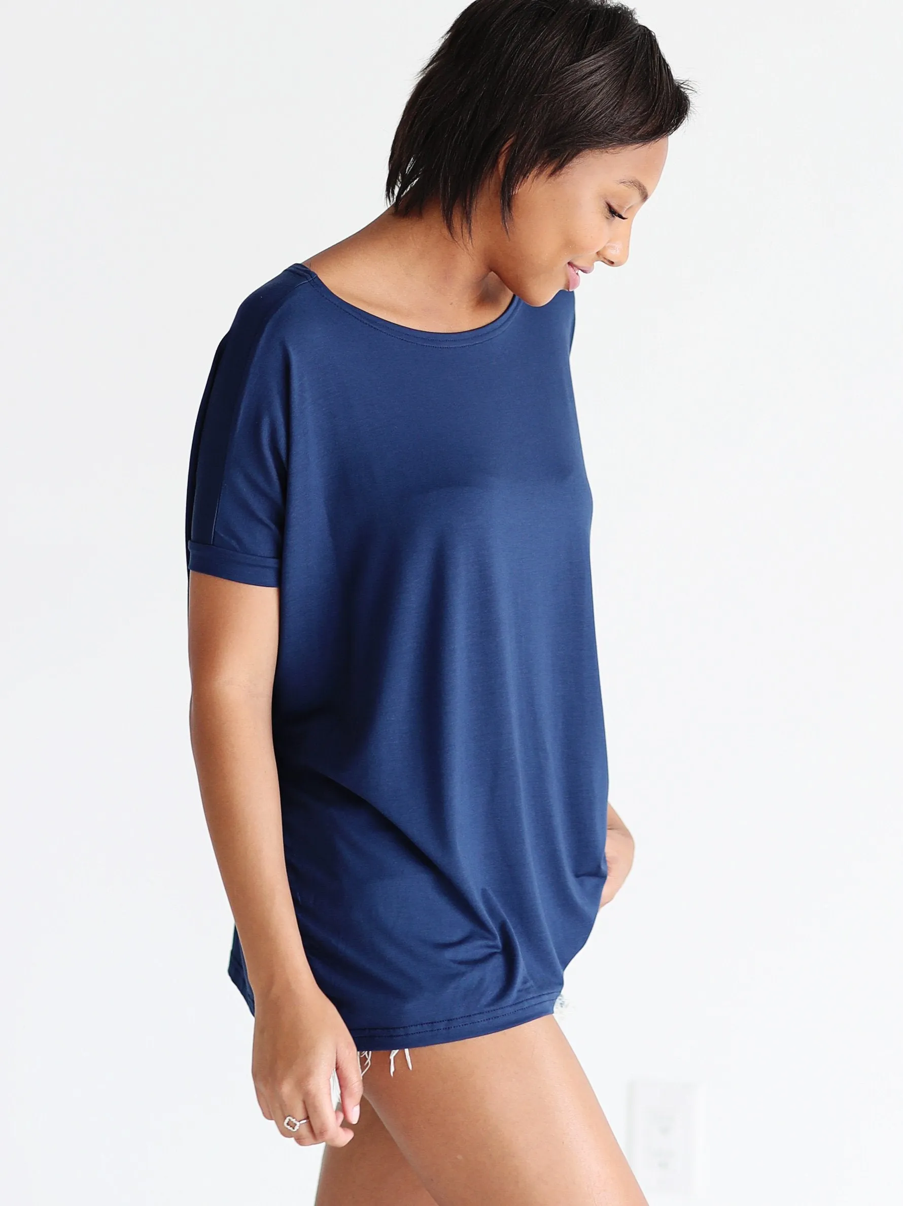 Navy Short Sleeve Top