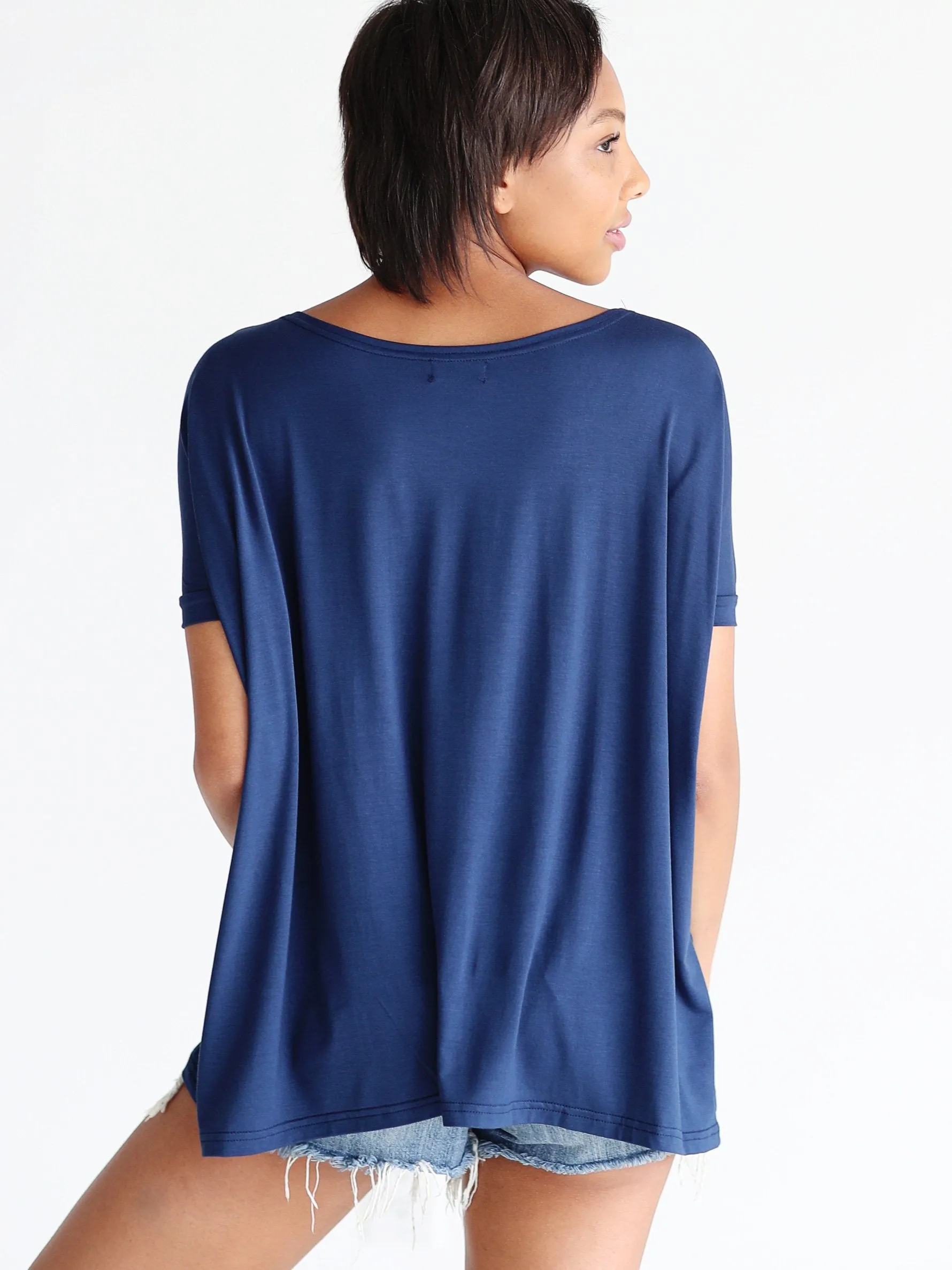 Navy Short Sleeve Top