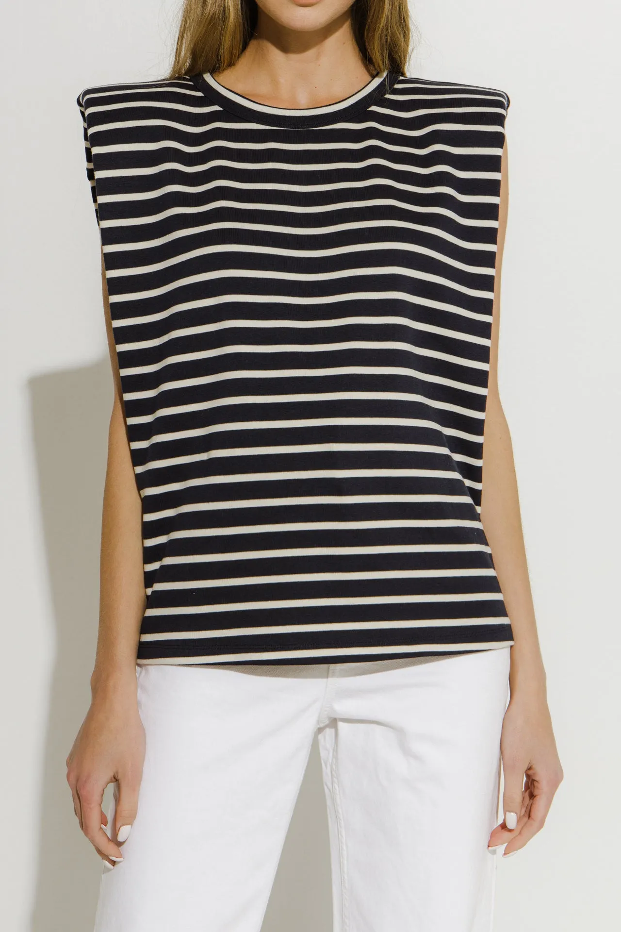 Padded Shoulder Stripe T-Shirt