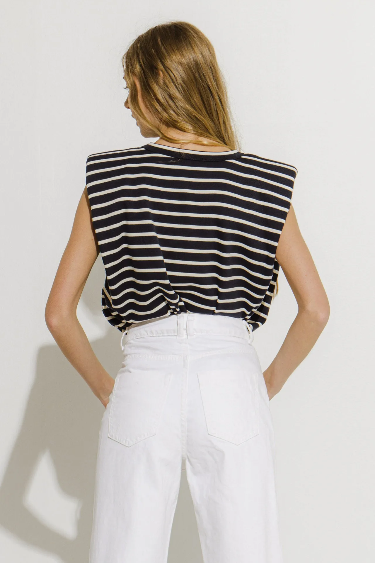 Padded Shoulder Stripe T-Shirt