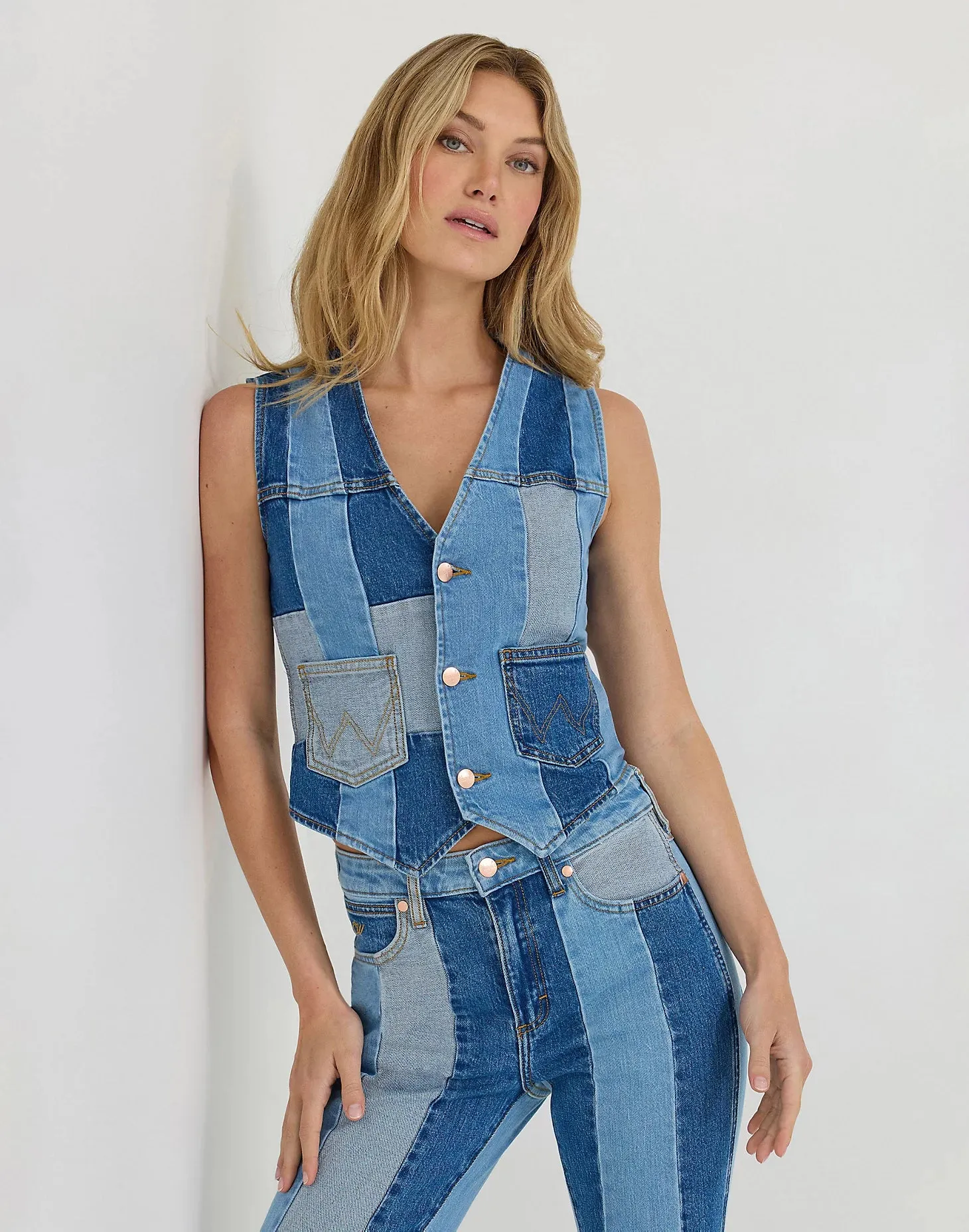 Patchwork Waistcoat in Patchwork Blue