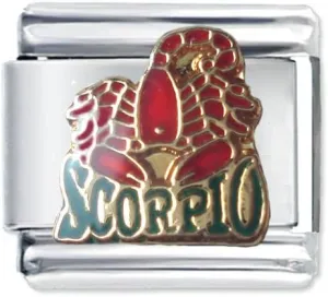 Quiges - 9mm Italian Style Charm Link Module Stainless Steel Horoscope Scorpio for Italian Style Bracelets