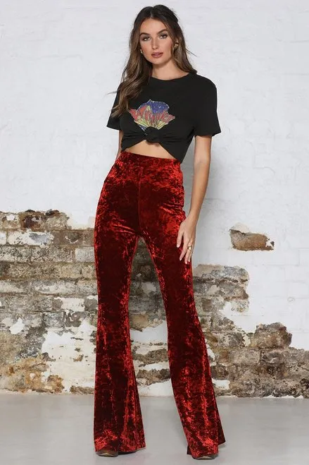 Rebel Yell  Red Velvet Bell Bottoms