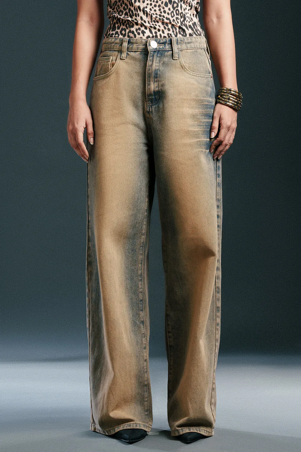 Retro Rustic Wide Leg Jeans