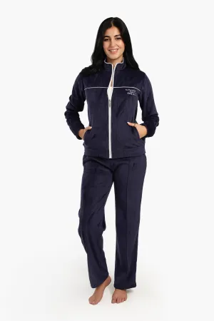 Ribbed Velvet Navy Pyjama Set