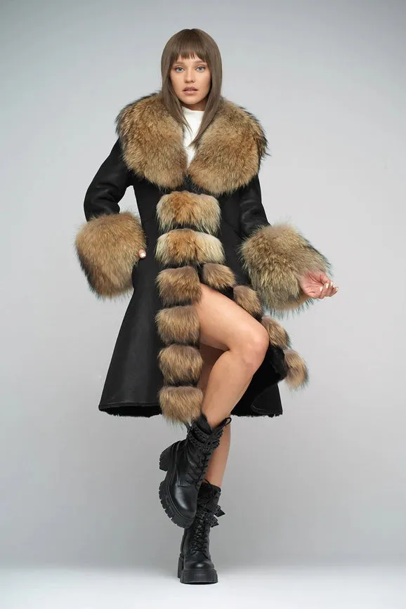 Sheepskin and Polar Raccoon Fur Coat