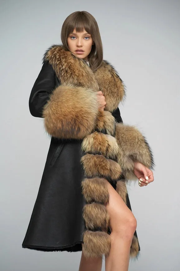 Sheepskin and Polar Raccoon Fur Coat