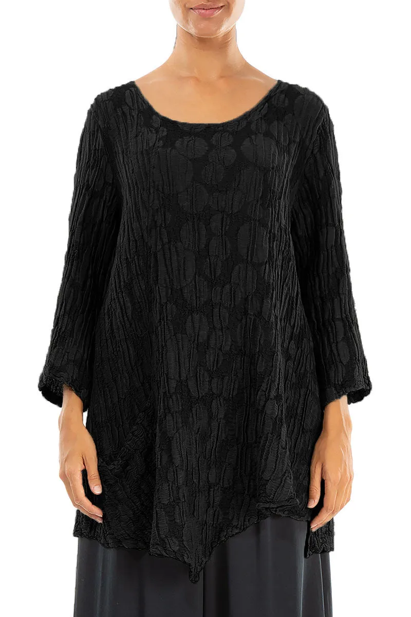 Side Pocket Black Circle Silk Linen Tunic