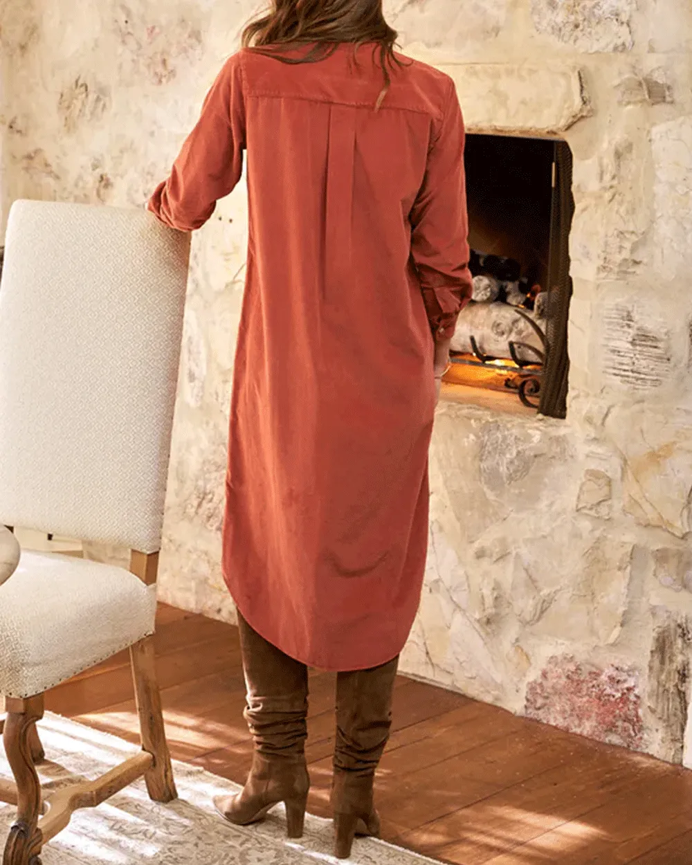 Spice Corduroy Rory Maxi Shirt Dress