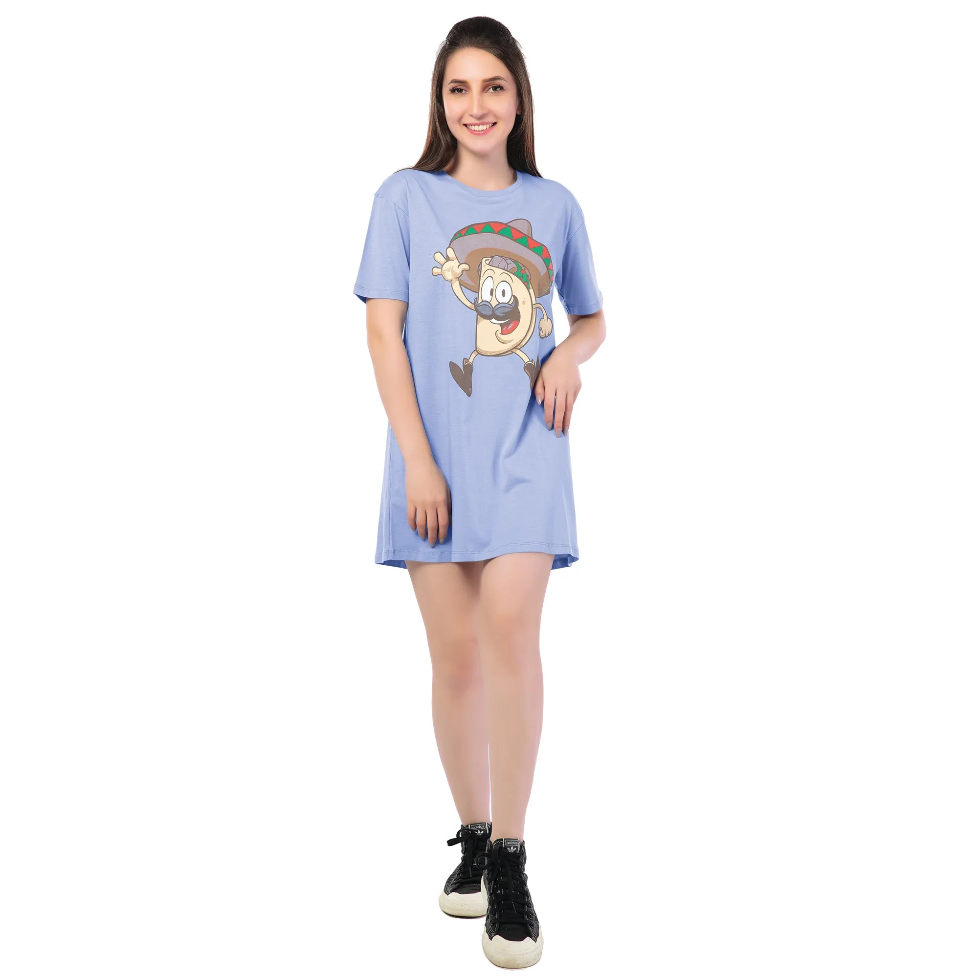 STD-24012 Cotton Snack & Style T-Shirt Dress Blue