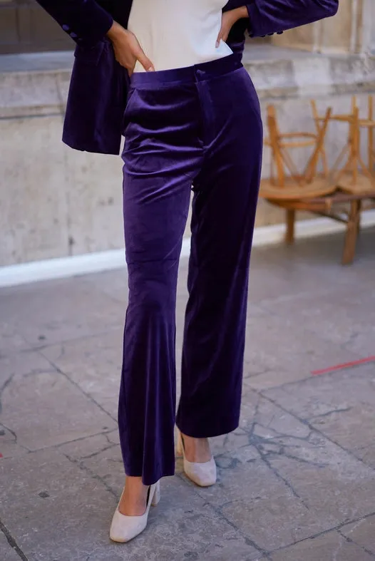 Straight Cut Velvet Pants Violet