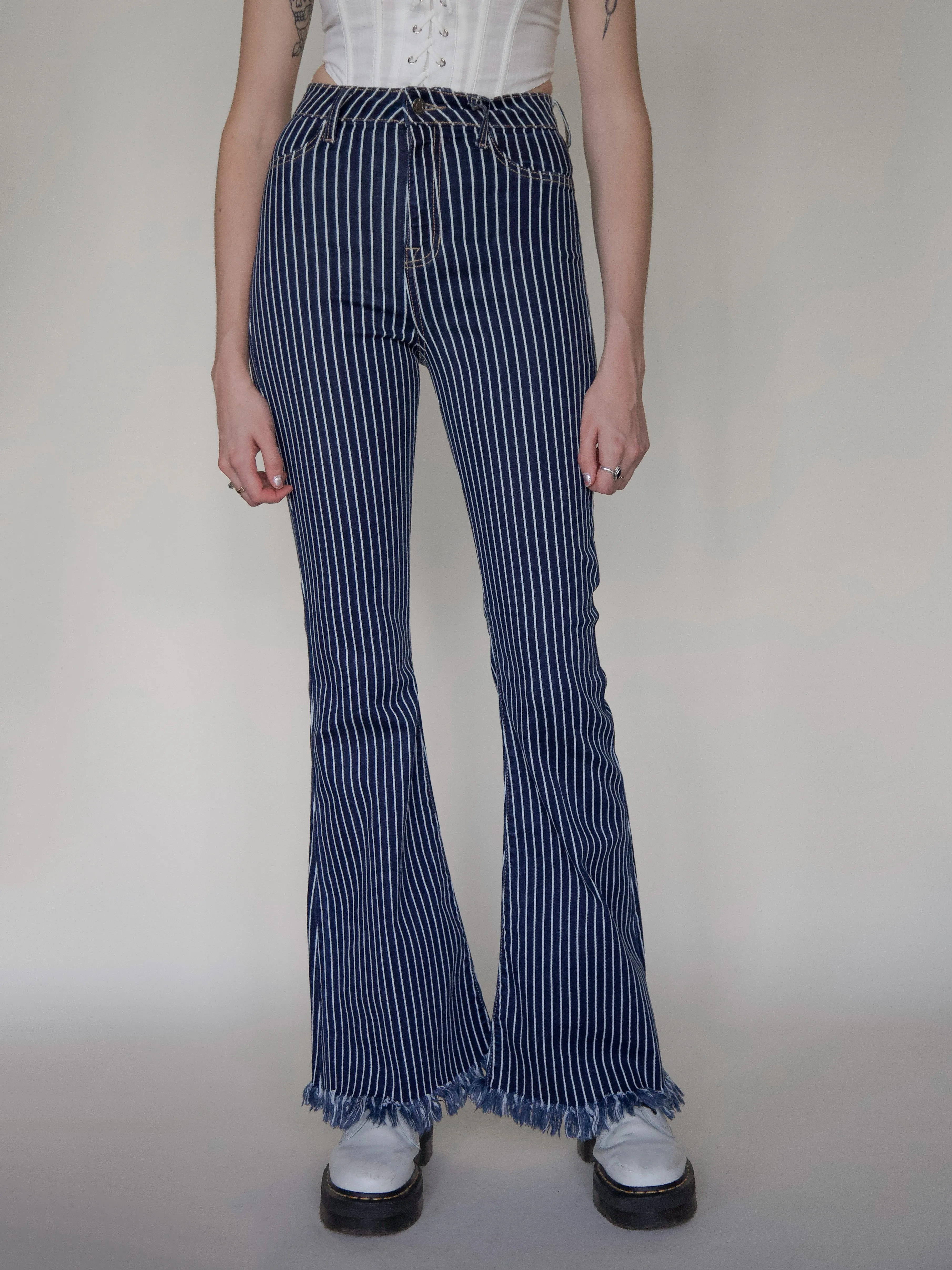 Stripe High Rise Flares