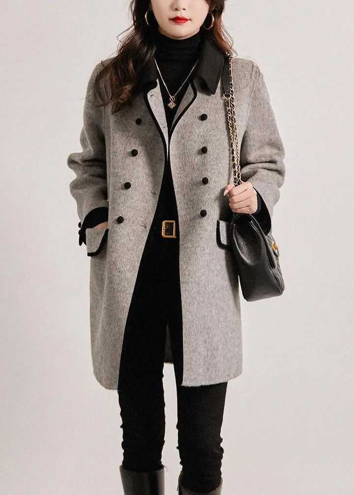 Tailored Wool Coat with Black Collar Detail