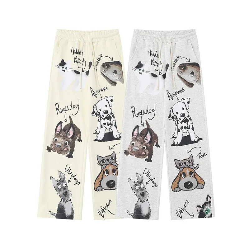 Thickened Velvet Dog Print Jazz Pants