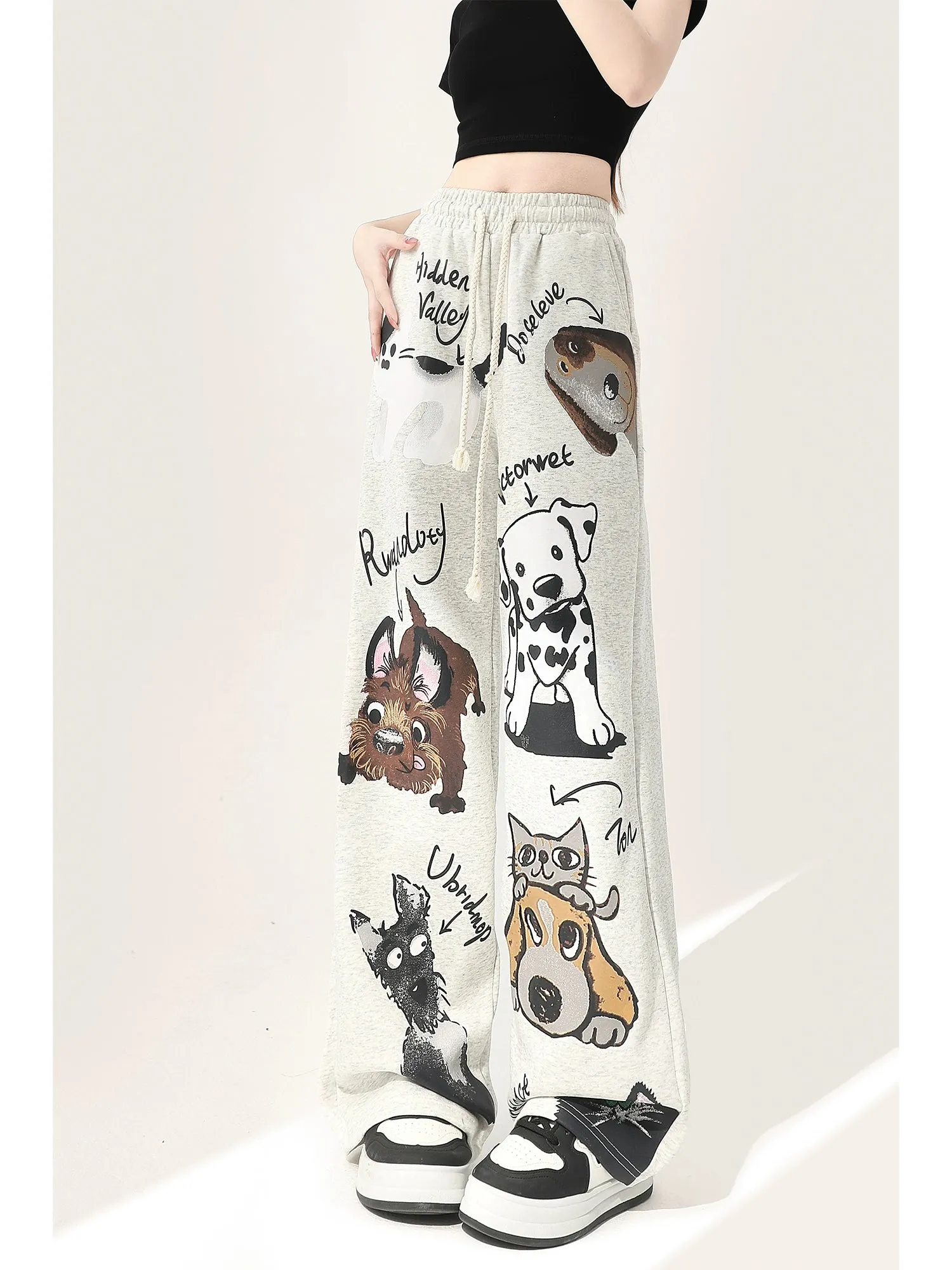 Thickened Velvet Dog Print Jazz Pants