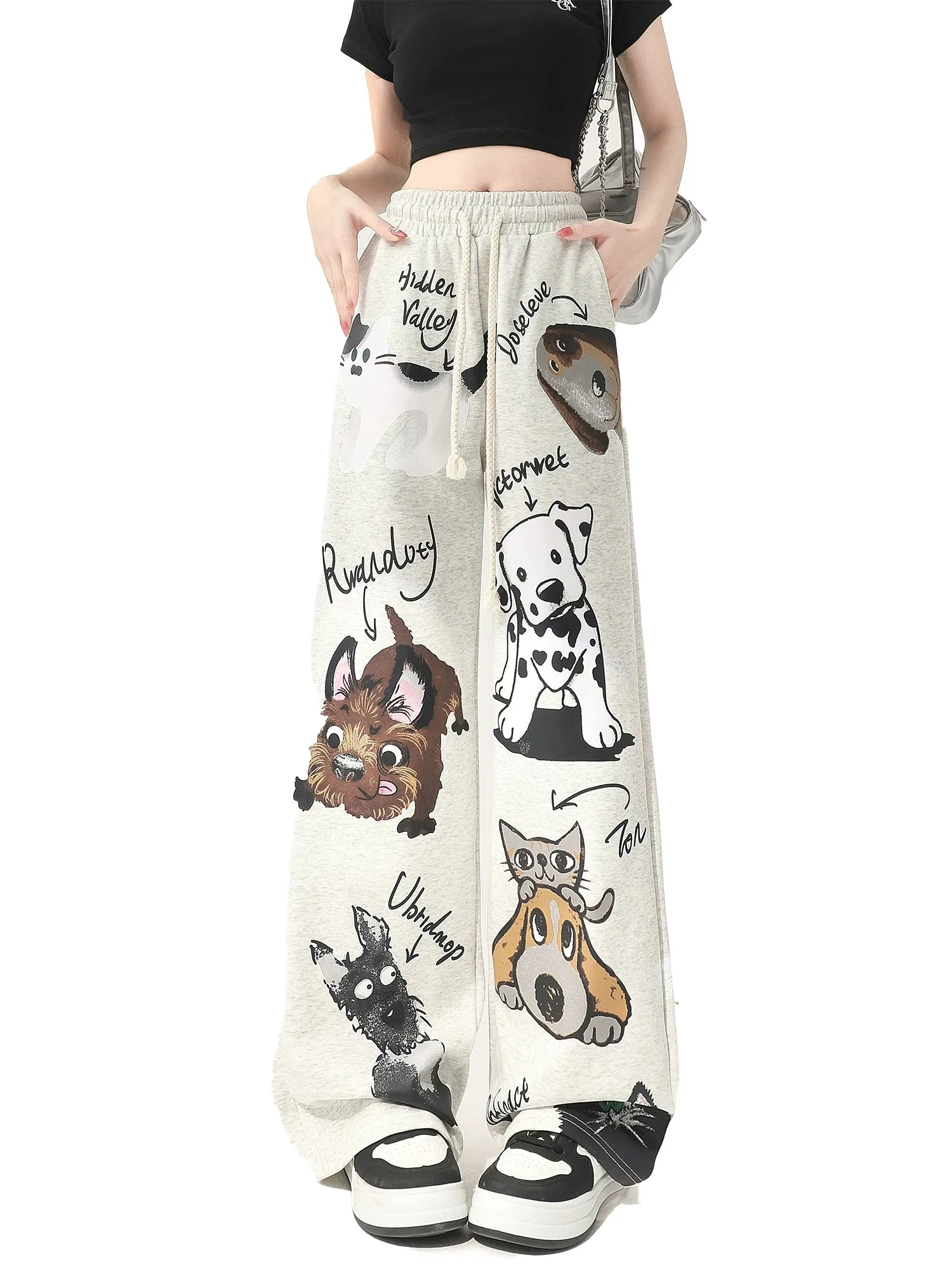 Thickened Velvet Dog Print Jazz Pants