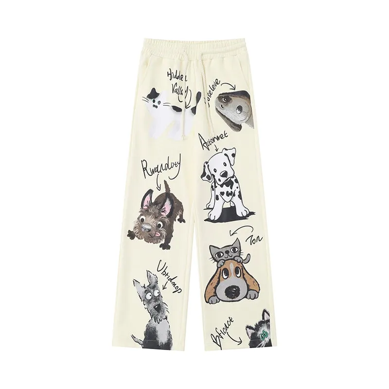 Thickened Velvet Dog Print Jazz Pants